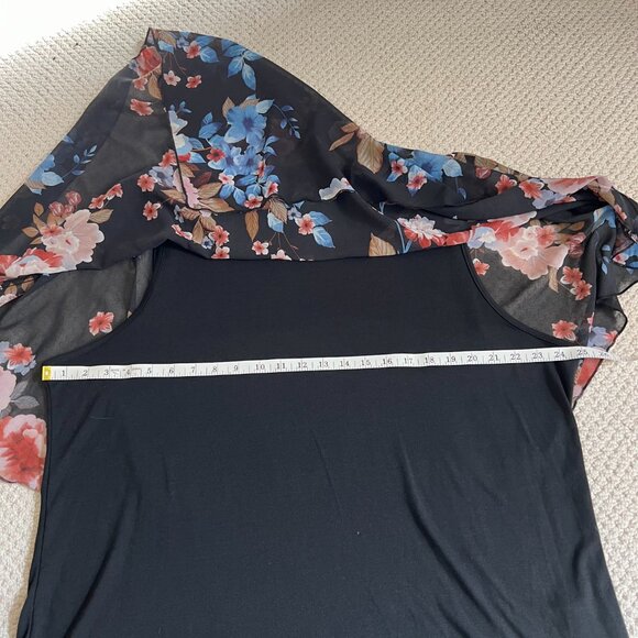 Shein Curve Black Top With Floral Sheer Overlay Size 4XL - Picture 4 of 8